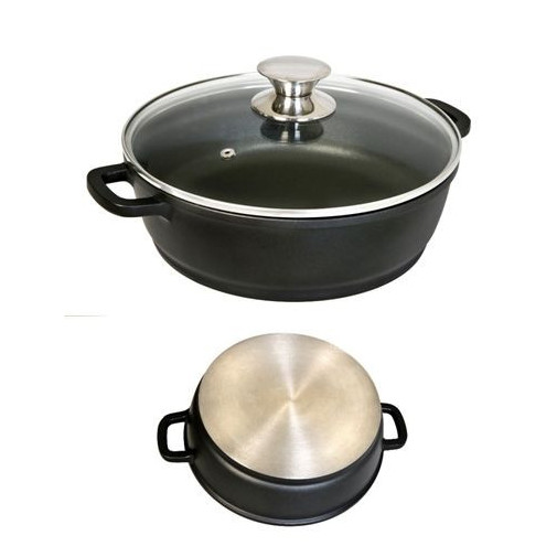 Cacerola Baja 24cm C/tapa Al/fu Ecostone Cookware