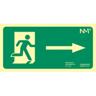 Cartel Señal 320x160mm Luminiscente Pvc Salida Derecha Norma