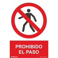 Cartel Señal 210x300mm Pvc Prohibido El Paso Normaluz
