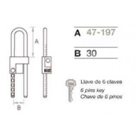 Candado Seg 47-197mm Arco Crem.extens. Lat 530/15 Niq Fac 2
