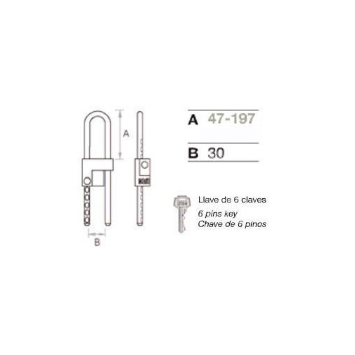 Candado Seg 47-197mm Arco Crem.extens. Lat 530/15 Niq Fac 2