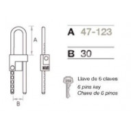 Candado Seg 47-123mm Arco Crem.extens. Lat 530/70 Niq Fac 2