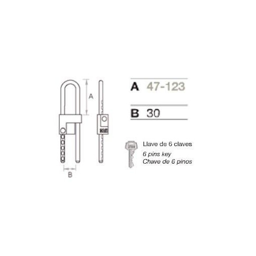 Candado Seg 47-123mm Arco Crem.extens. Lat 530/70 Niq Fac 2