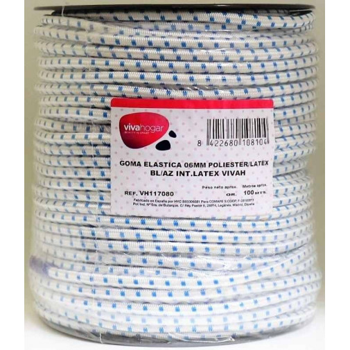 Goma Suj Elastica 06mm Poliester/latex Bl/az Int.latex Vivah