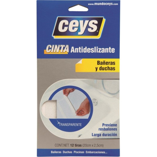 Antideslizante Bañera Tiras 2,5cmx25mm Tra Ceys 8 Pz