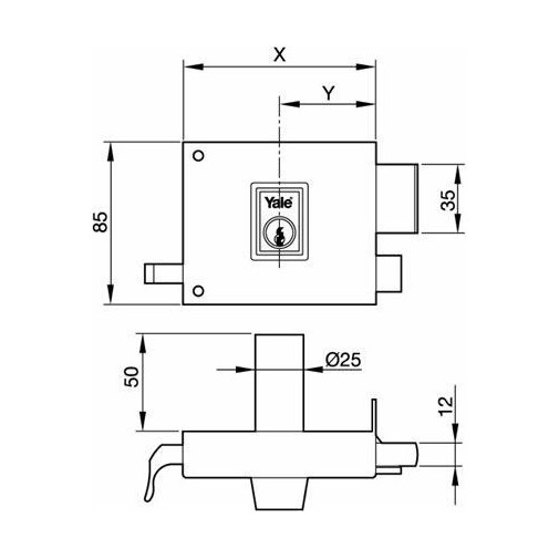 Cerradura Sobr. 100x50mm 125100dhp H.pint. Pic/pal Dcha Yale 2