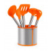BRA Efficient Conjunto De 5 Utensilios De Cocina Y Carrusel, Acero INOX, Nailon y Silicona, Naranja, 14.5 x 15 x 37.5 cm