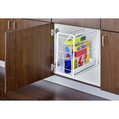 Estante Coc Armario 45x45x23cm Met Bl 2 Cestas Telescópicas