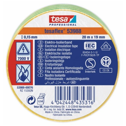 Cinta Aisl. 20mt X 19mm Tesatape Pvc Am/ve