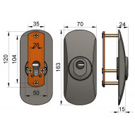 Escudo Cilindro 163x70mm Sqdo Acero Mac.carbonitru Bicapa Or 2